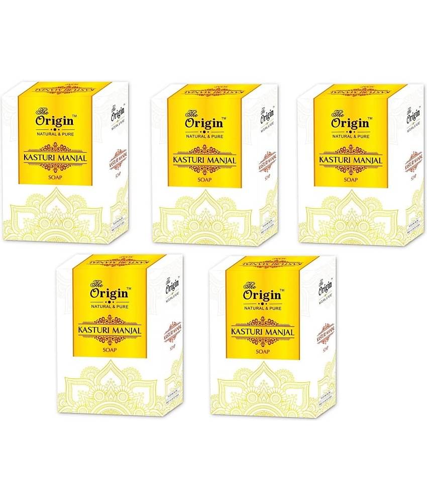 Pack of 5 Kasturi Turmeric Chandan Haldi Handmade Natural Organic Kerala Soaps - Freshness Soap for All Skin Type ( Pack of 5 )