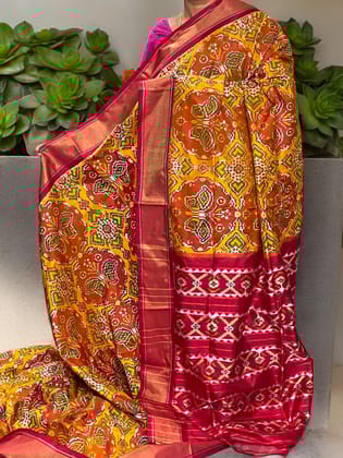 Pochampally Ikkat Patola Silk Yellow Red