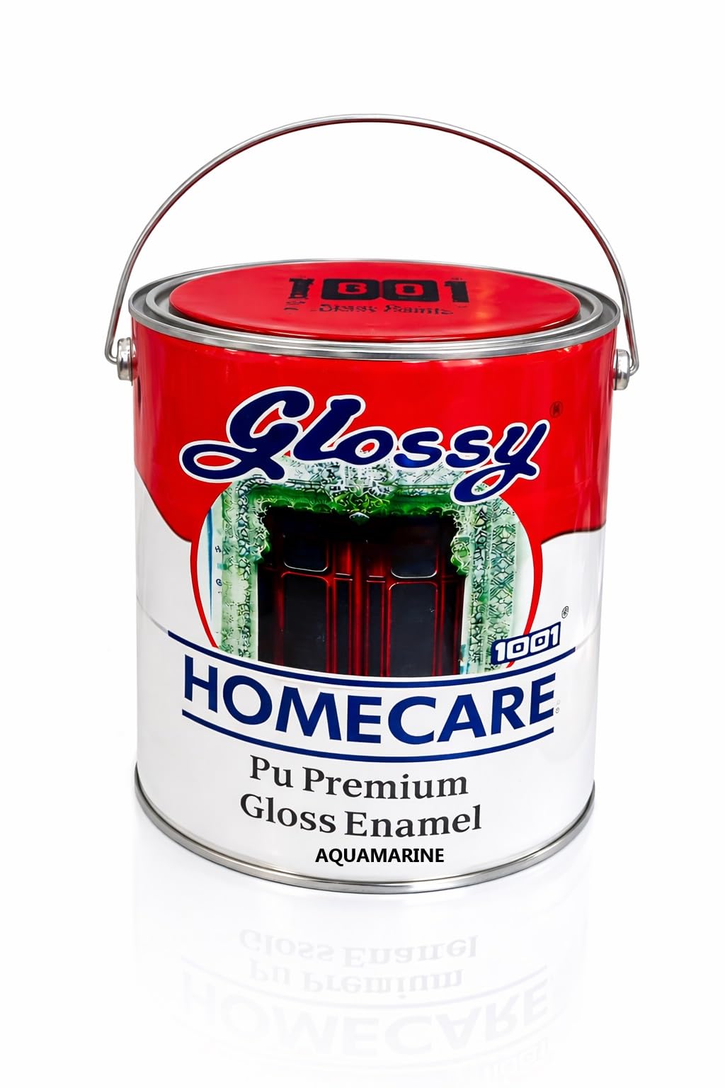 1001 Homecare PU Premium High Gloss Enamel Paint - High Gloss Finish, Fade Resistant, Wall & Metal Paint - Aquamarine, 4 Ltr