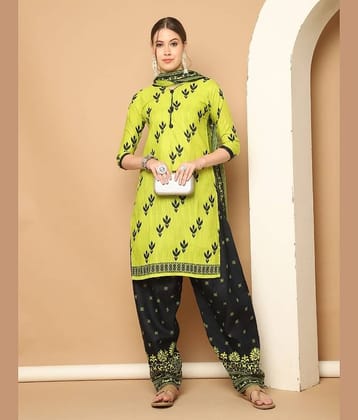 wonder weave Women Cotton Blend Printed Straight Kurti With Patiala Salwar ( Yellow )