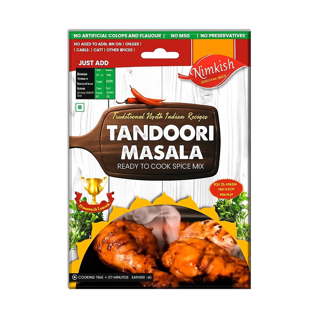 Nimkish Tandoori Masala 60g, Ready to Cook Spice Mix, Easy 3 Step Recipe, Instant Premix
