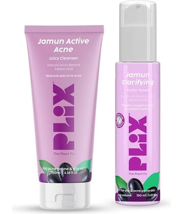 Plix Jamun Active Acne Regime with Toner & Cleanser to Unclog Pores & Reduce Acne(Pack of 2)