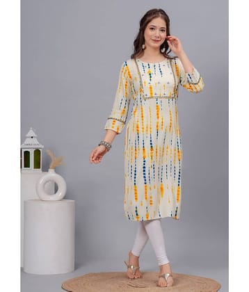Kapadia Pack of 1 Rayon Dyed Straight Women's Kurti - ( Cream )
