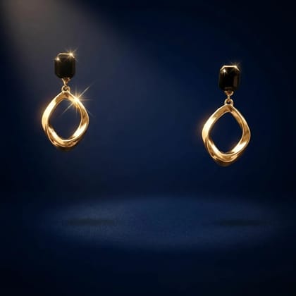 Elegant Geometric Drop Earrings Black Crystal Party Wear for Women & Girls