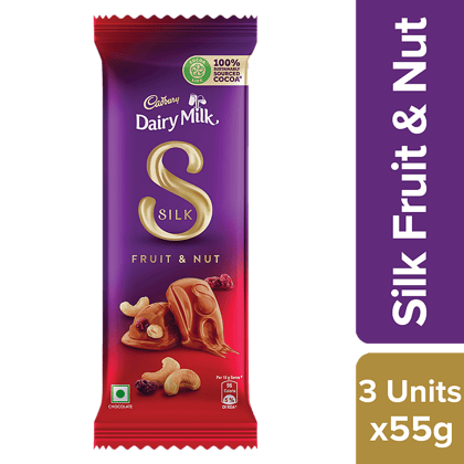 Cadbury Dairy Milk Silk Silk Fruit & Nut Chocolate Bar, 3x55 g Multipack