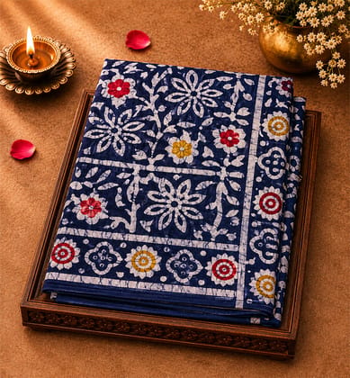 Handblock Printed Batik Cotton Saree Handblock Printed Batik Cotton Saree