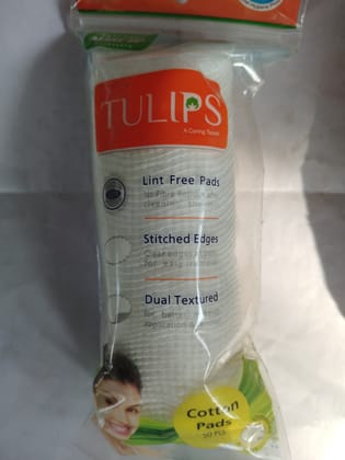 Tulips Lint free pads Stitched edges Dual textured Cotton Pads 