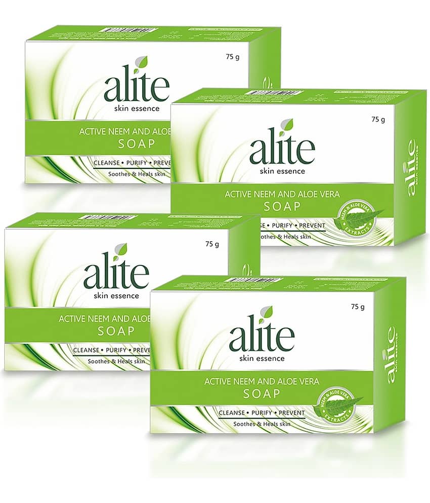 Alite Neem & Aloe Vera Soap Pimple Fighting Soap for Soft & Glowing Skin 75g ( Pack of 4 )