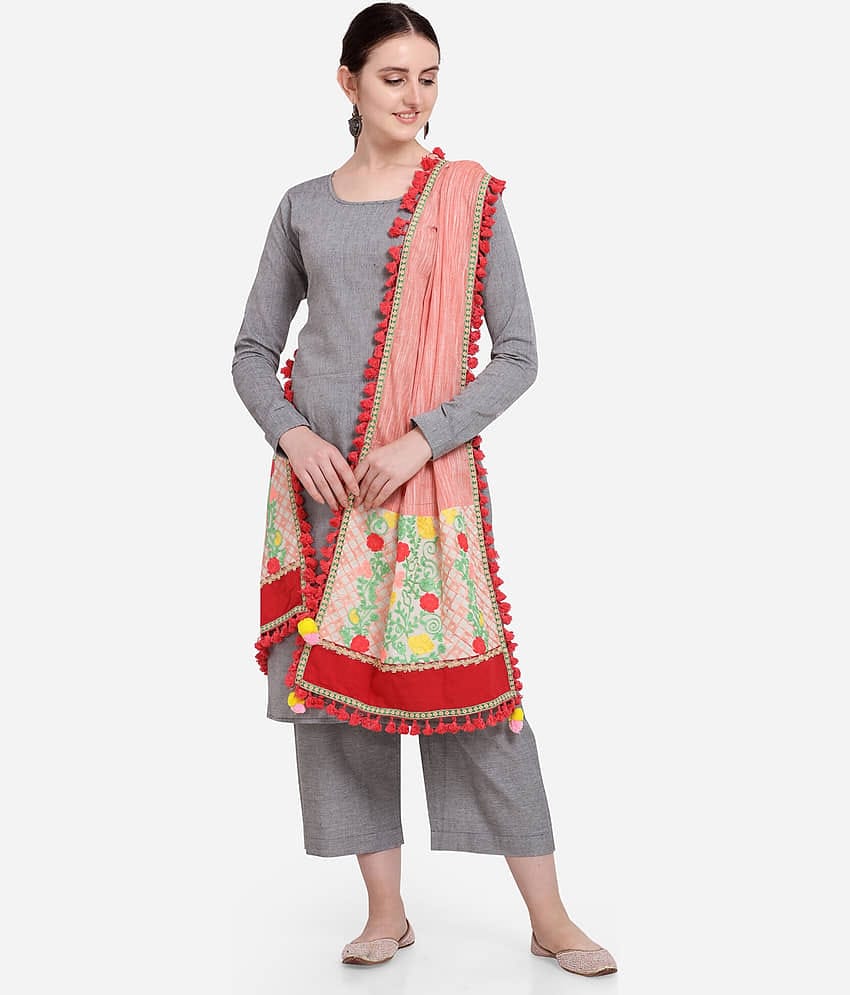 MESMORA - Peach Cotton Women's Dupatta - ( Pack of 1 )