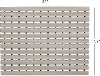 Eurotex Non Slip Plastic Shower Bath Mat for Walk in Showers Kitchens Laundry Room Indoor Outdoor, Grey, 24x18 inches