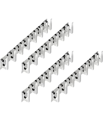 Onmax Steel plate with Aluminium Hook Wall Hooks Wall Hanger Cloth Hanger Wall Stand Wall khunti Key Holder Stainless Steel F Types 8 Hooks (Pack of 4 Pieces) (SSAK03)