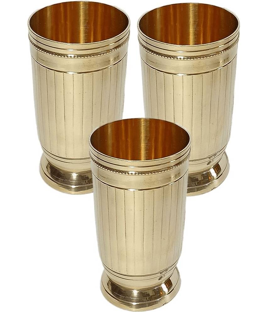 A & H ENTERPRISES - Heavy Water Brass Glasses 250 ml ( Pack of 3 )