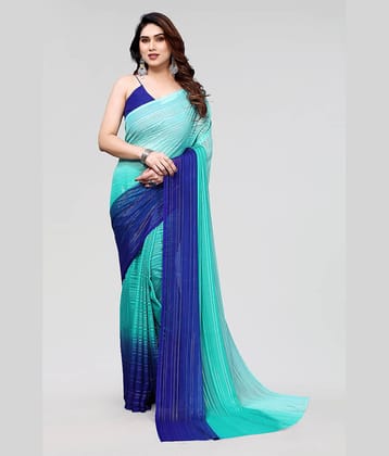 ANAND SAREES Satin Striped Saree With Unstitched Blouse Piece ( Grey )
