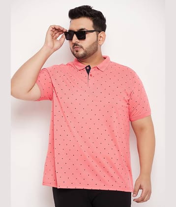 XFOX Pack of 1 Cotton Blend Regular Fit Printed Half Sleeves Men's Polo T Shirt ( Coral )