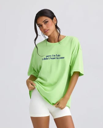 Late But Honest Oversized Unisex T-Shirt-Light Blue / S