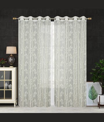 Homefab India SelfDesign Transparent Eyelet Door Curtain 7ft (Pack of 2) - Cream