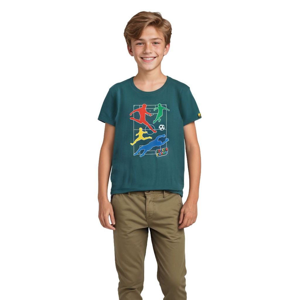Premium Kids Boys T shirt Cotton Blue Coral "Soccer Camp" 2025 at ShopCircuit | ONDC