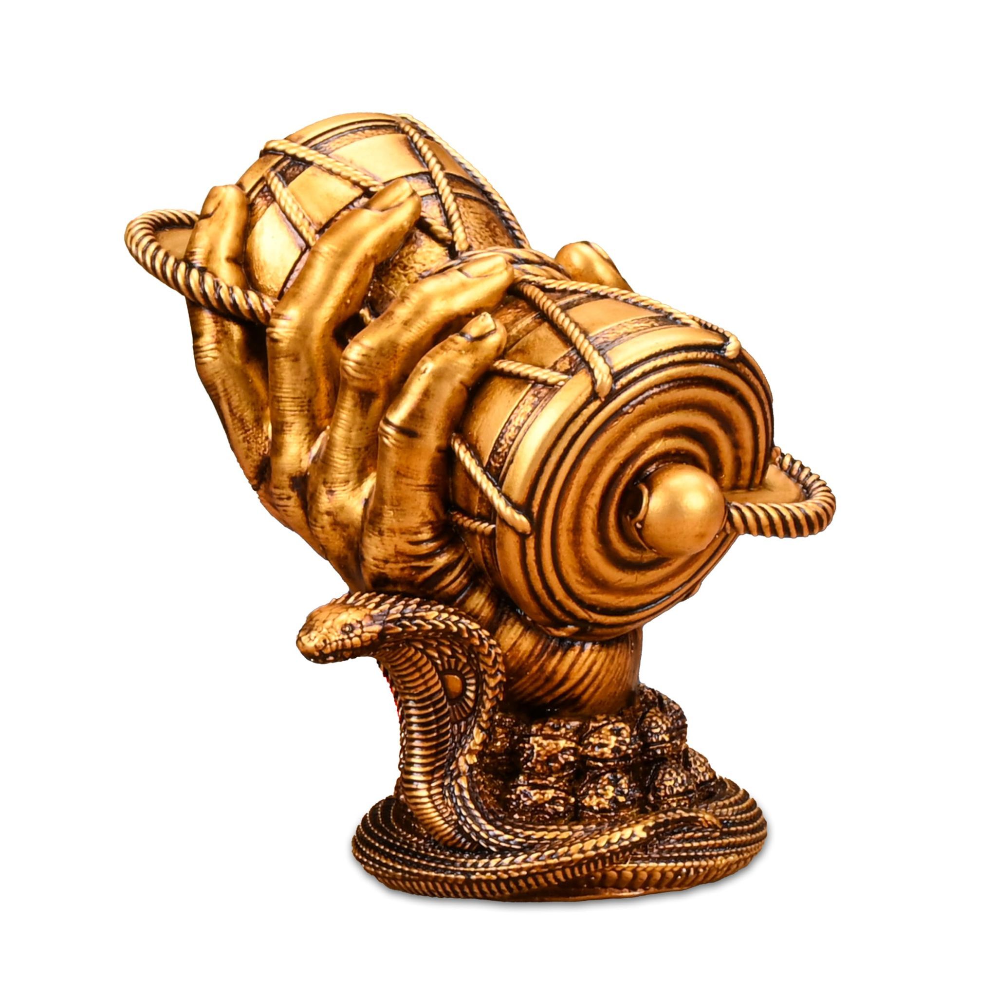 Artarium Traditional Shiva Damru Idol Antique Damru Statue Decorative Showpiece for Car Dashboard Home Decor Pooja Room Gift Item