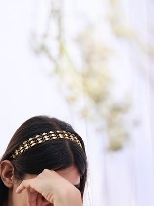Parveen Kundan Headband-Gold