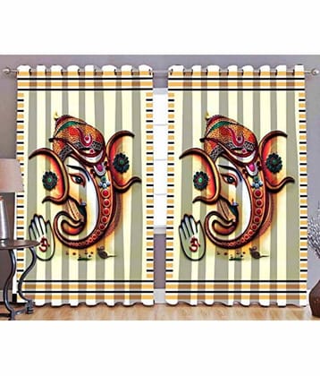 BELLA TRUE Abstract Semi-Transparent Eyelet Curtain 7 ft ( Pack of 2 ) - Multicolor