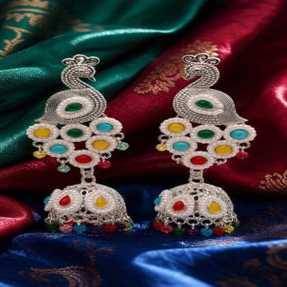 Elayne Rangmahal Peacock Jhumkas Elayne Rangmahal Peacock Jhumkas