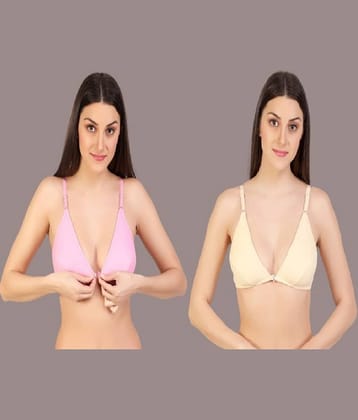 Zourt Pack of 2 Cotton Non Padded Women's Everyday Bra ( Multicolor )