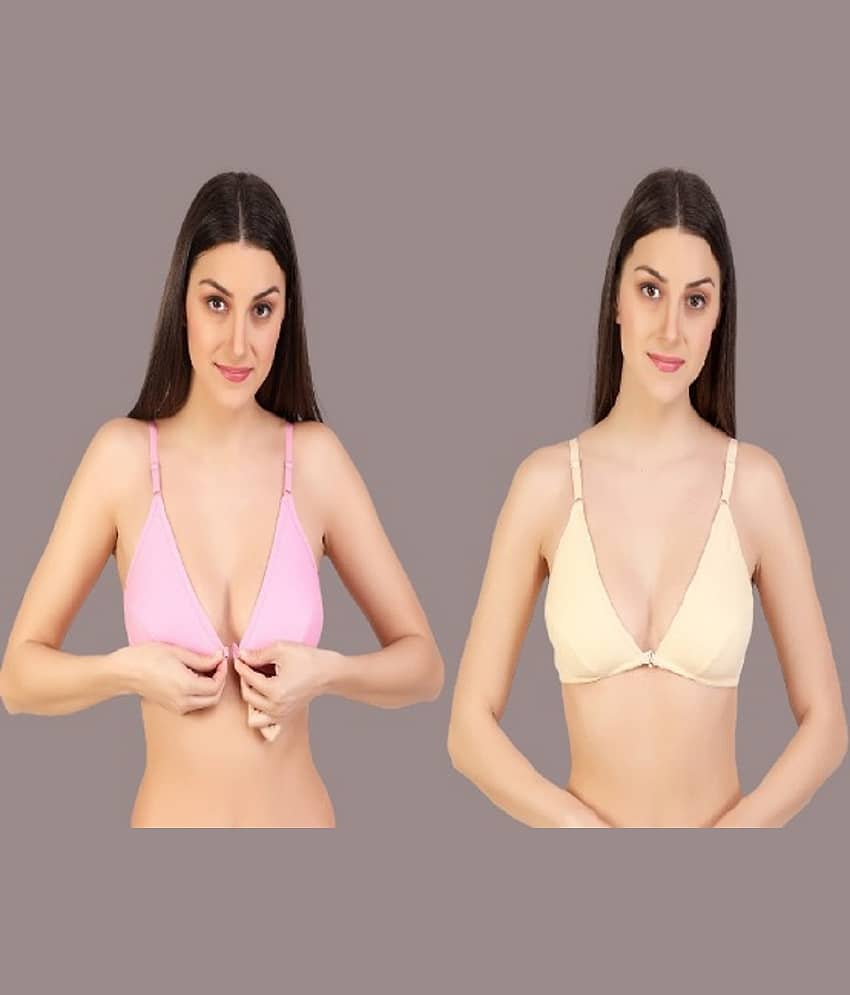 Zourt Pack of 2 Cotton Non Padded Women's Everyday Bra ( Multicolor )