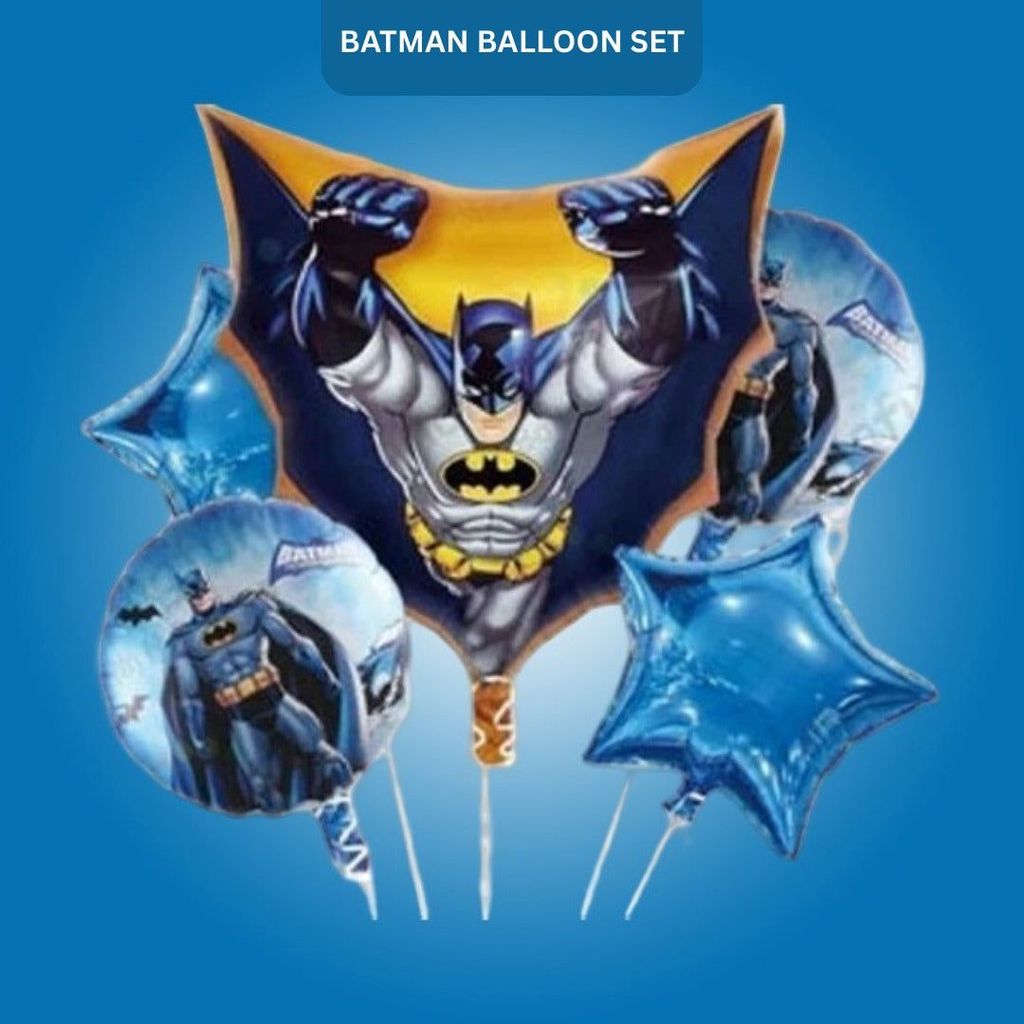 Superhero Batman Theme Helium Balloon Bouquet Set of 5 - Party and Festive Needs | Buy online on ZillyBuy