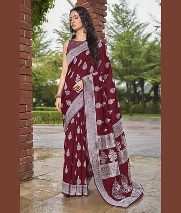Sariya Jacquard Woven Saree With Unstitched Blouse Piece ( Rama )
