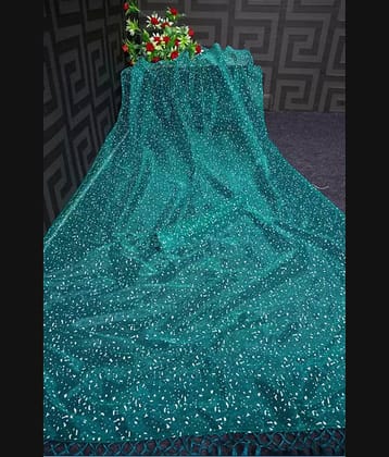 Vkaran Net Cut Outs Saree With Unstitched Blouse Piece ( Rama )