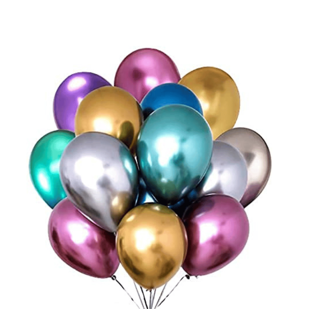 Multicolor Chrome Latex Balloons 10 inches - Pack of 50