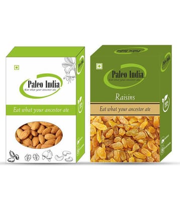 Paleo India 400g Combo Pack Kishmish Badam| Almonds 200gm Raisins 200gm Gift for Every Occasion