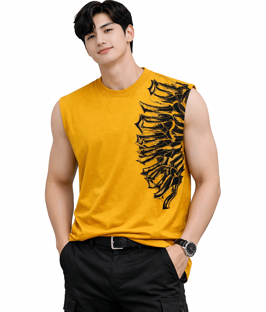 attitude start of fashion Pack of 1 Cotton Gym Vest For Men ( Black )