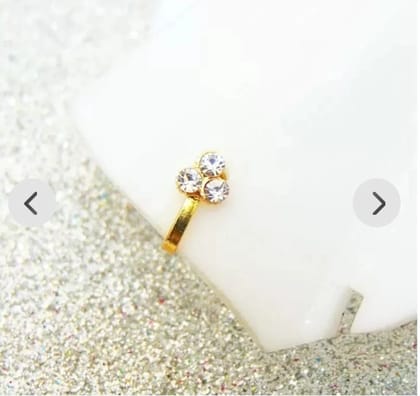Beautiful Gold Plated Nose Pin U Shape 3 Nug Wedding Nose Ring Fashion Gift Jewellry Pack of 1