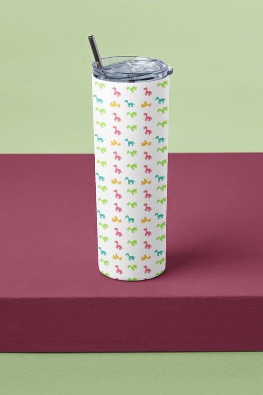 Dino Be Mine-O Skinny Tumbler With Metal Straw