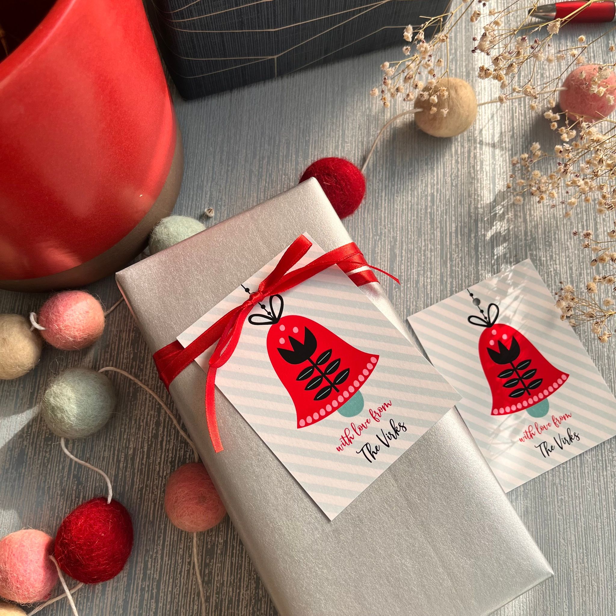 Xmas Ribbon Tags - Holiday Bells-16 Ribbon Tags