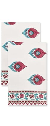 Hand Block Printed Honey Comb Cotton Hand Towel- Set of 2-Hand Block / Hand / Towels