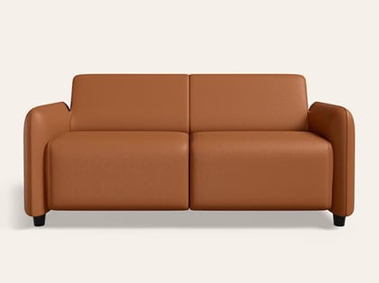 Cheers 3 Seater Synthetic Leather Sofa (1-Year Warranty, Solid Wood, Toffee)