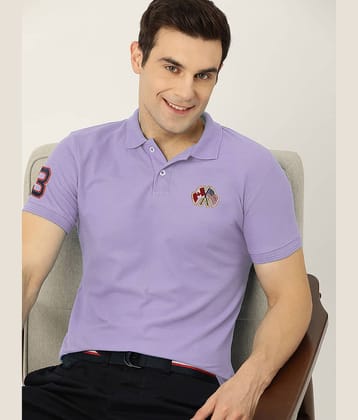 Merriment Pack of 1 Cotton Blend Regular Fit Embroidered Half Sleeves Men's Polo T Shirt ( Lavender )