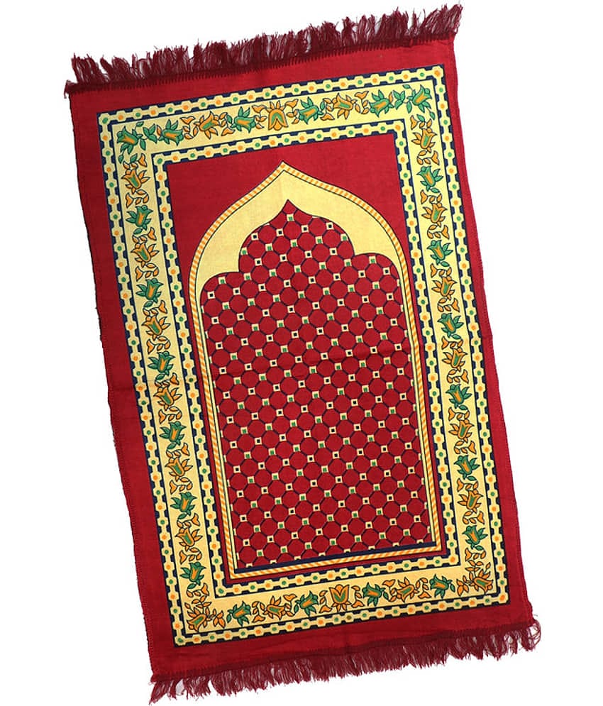 ADIRNY Maroon Single Regular Velvet Prayer Mat ( 110 X 70 cm )