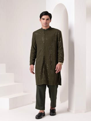 Seq Emb Jacket Kurta 3 Piece Set