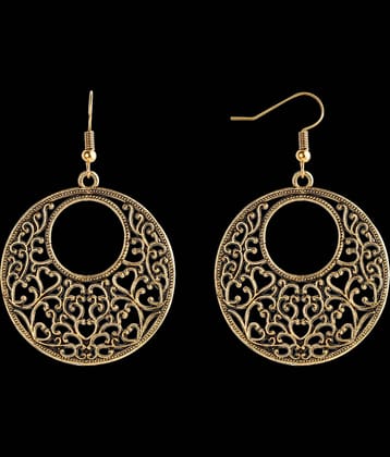 Silver Shine Premium Golden Antique Hollow design Earrings for Women