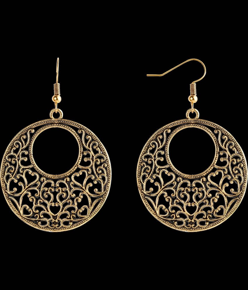Silver Shine Premium Golden Antique Hollow design Earrings for Women