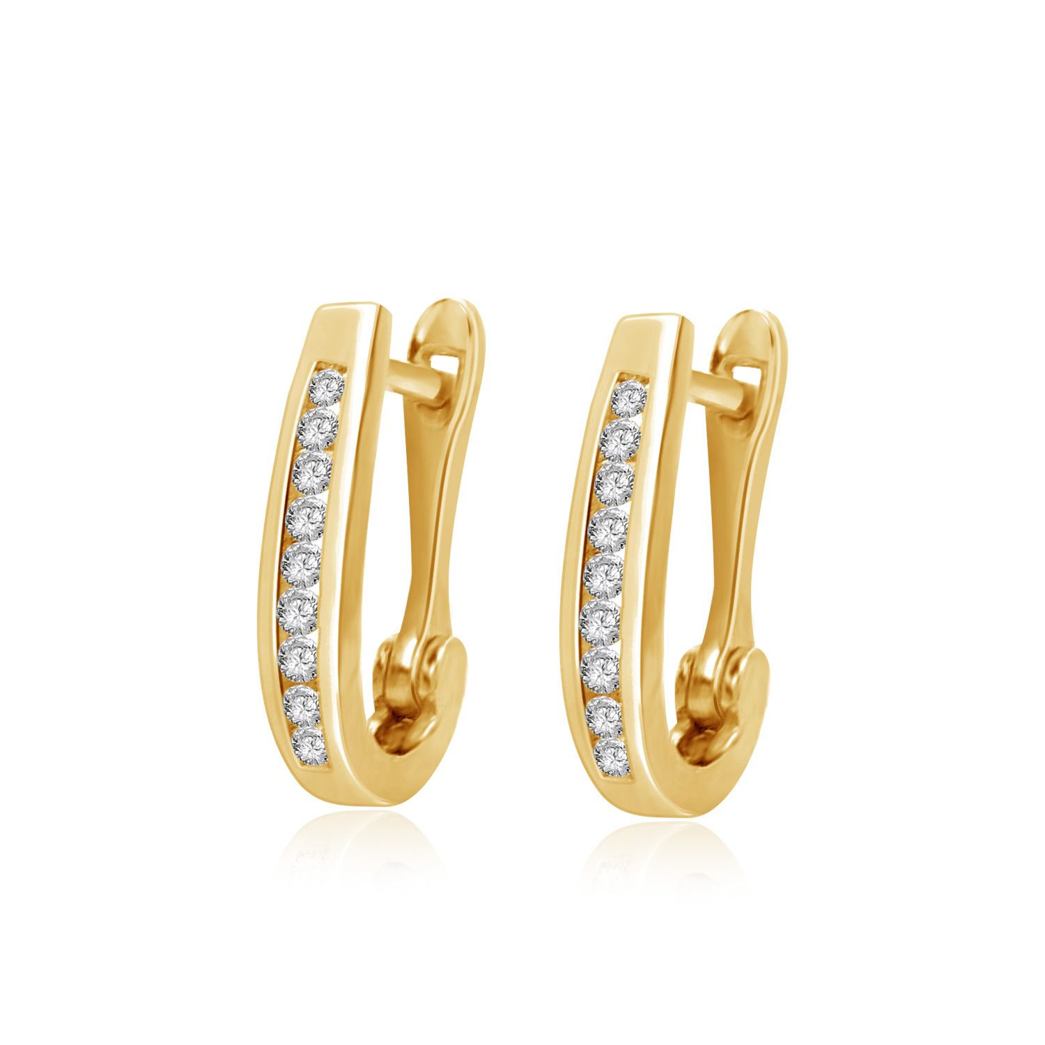Senco Gold Trinket Glamour Diamond Hoop Earrings (1.6 gram / 0.13 Ct / HI-SI / 14K Yellow Gold)