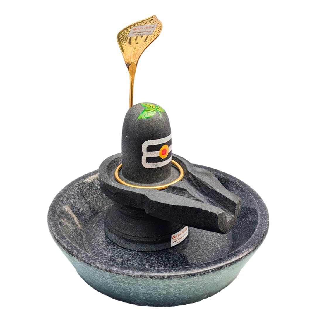 MAYAPURI Original Rare Baleswar Black Stone Shiva Lingam with Abhishek Plate and Brass Naga, Shivlinga for Home/Office Pooja