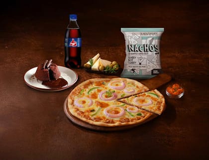 Earthy Veg Pizza [7" Regular]+ Chocolava+ Nachos+ Thums Up