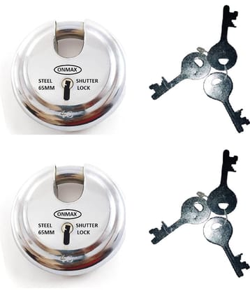 ONMAX Steel Regular Shutter Round Lock,65mm size and 6 levers, Heavy and good Quality Pad Lock, For home, Office and shop (SRSL65)