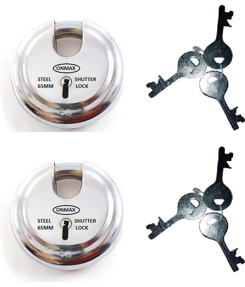 ONMAX Steel Regular Shutter Round Lock,65mm size and 6 levers, Heavy and good Quality Pad Lock, For home, Office and shop (SRSL65)