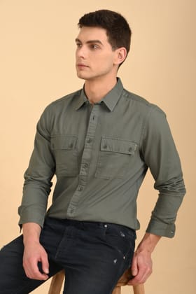 Trent - Dyed Oxford Solid Shirt - Green-S-38 / GREEN