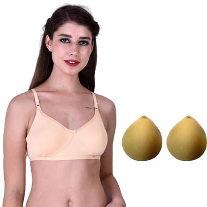 Mastectomy Cancer Pocket Skin Beige Bra with Two Micro Fiber Filled Adjustable Pads | Cotton Bra - Beige Mastectomy Cancer Pocket Skin Beige Bra with Two Micro Fiber Filled Adjustable Pads | Cotton Bra - Beige